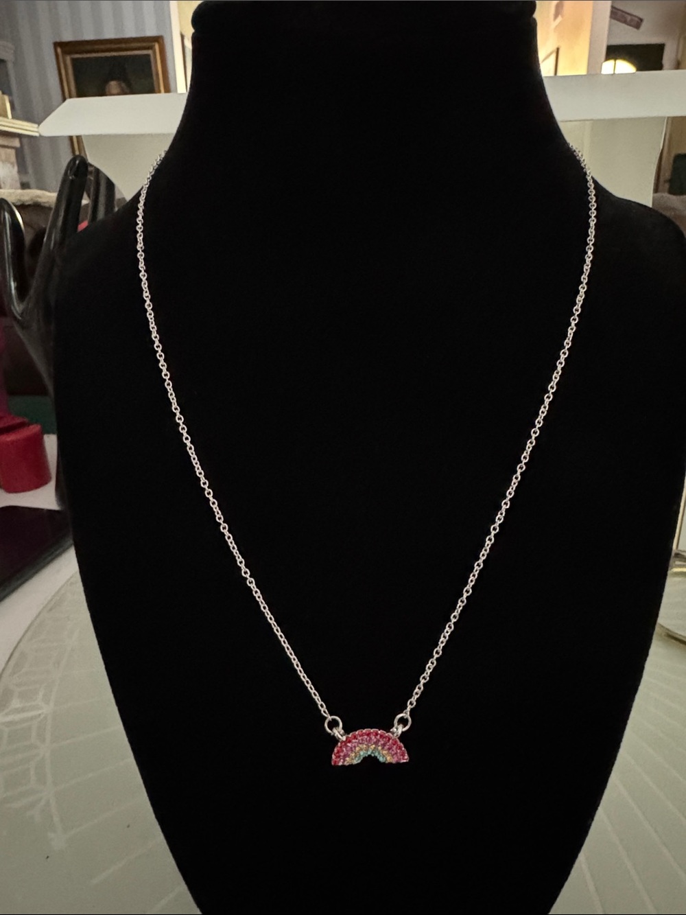 Silver Rainbow Pendant Necklace